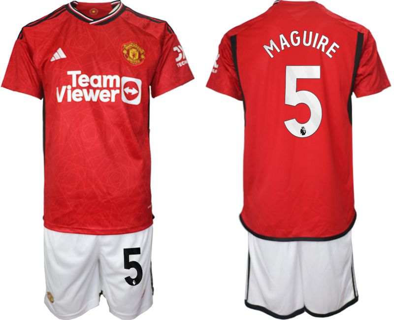 Men 2023-2024 Club Manchester United home red #5 Soccer Jersey